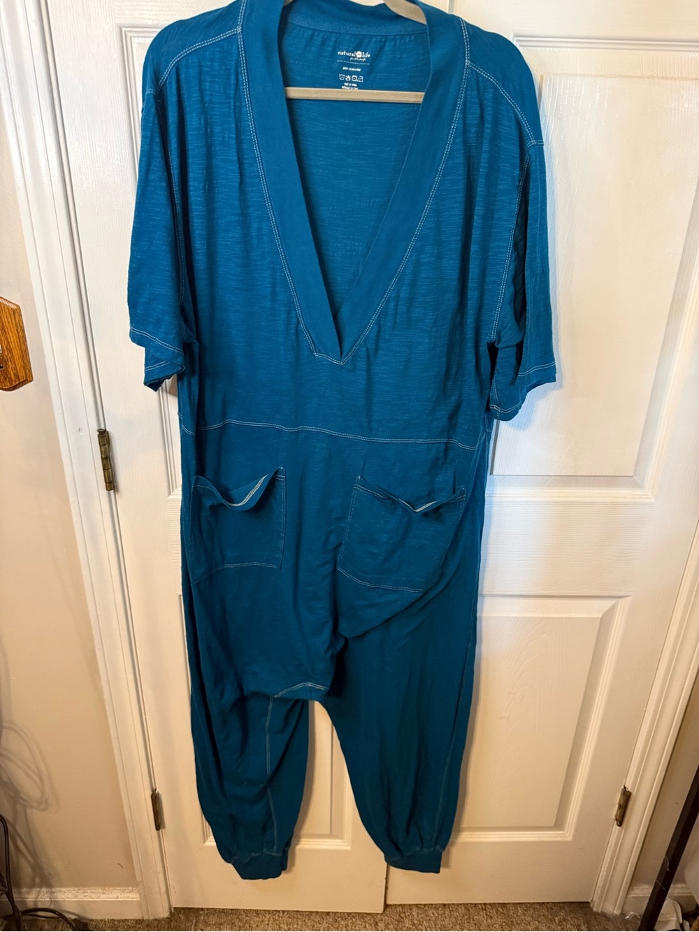 NATURAL LIFE Teal Deep-V Relaxed Jumpsuit